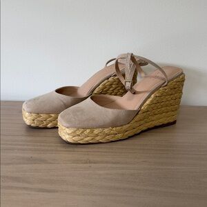 LOFT Tan Wedge Espadrille Sandals